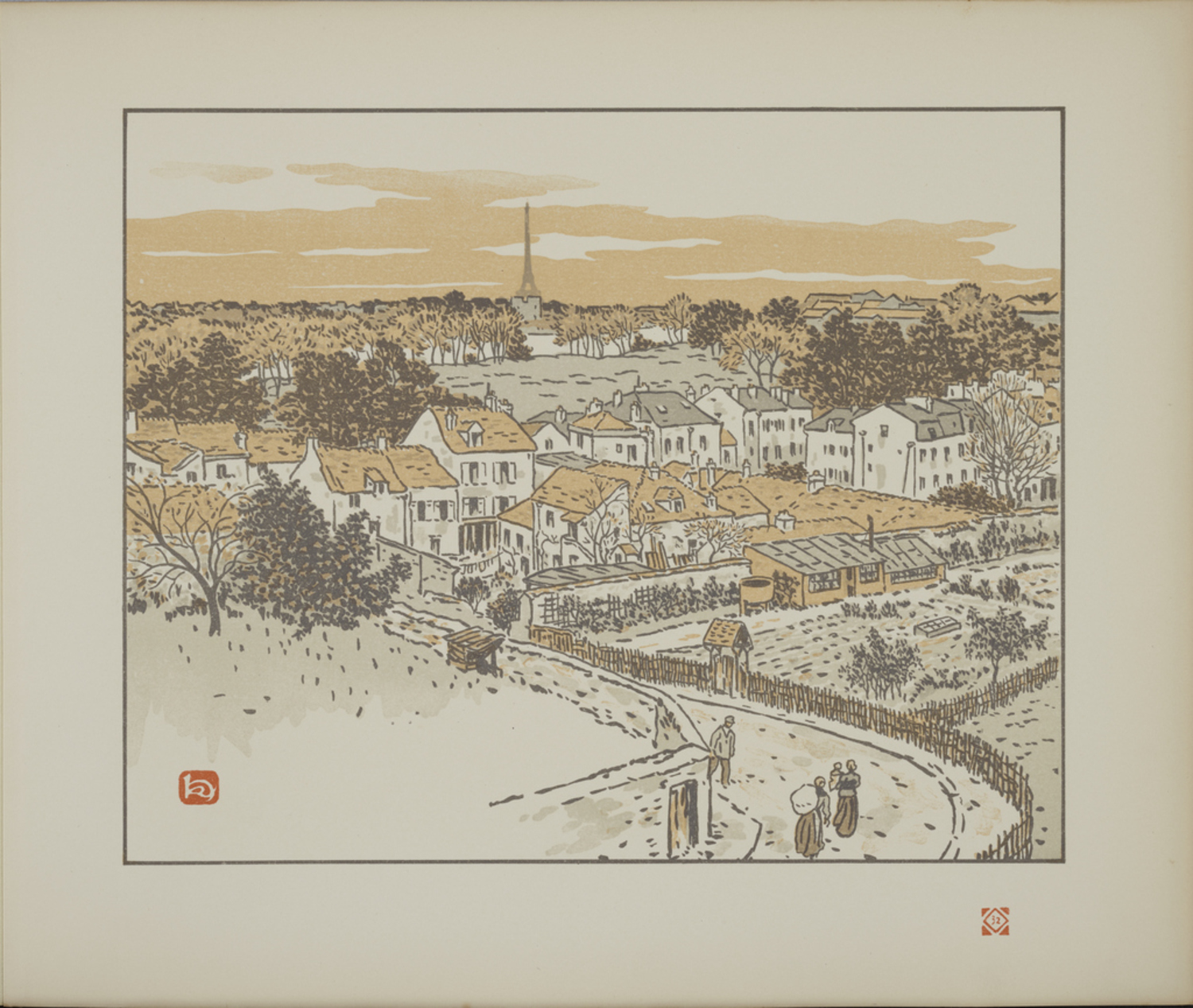 ムルロー・パリ『イブ・ブライエ　VILLE DE NICE』リトグラフ0422M 版画集『エッフェル塔三十六景』：バ゠ムードン駅より|アンリ
